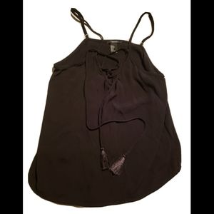 Forever 21 black Tie Up V-neck Tank Top Size Large.